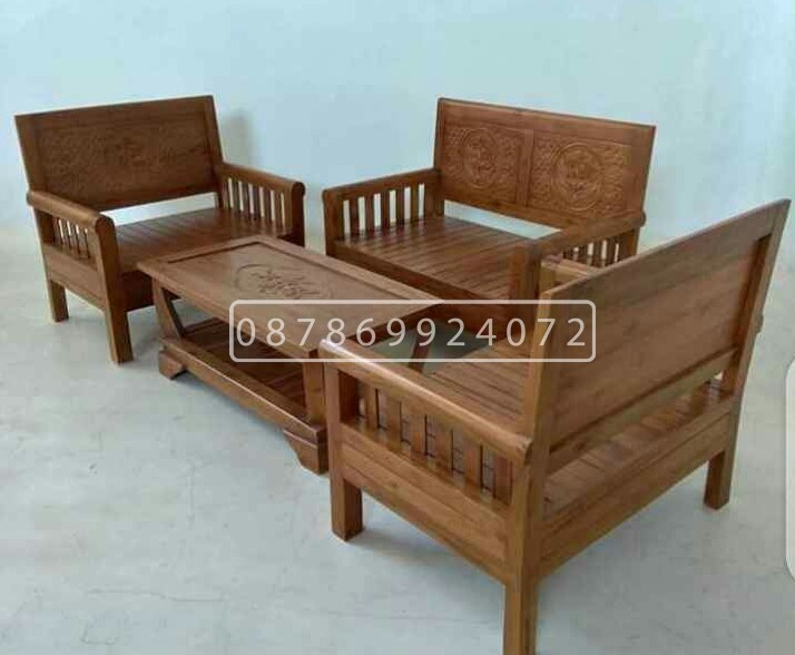 kursi tamu kayu jati berkualitas minimalis 211 seater ukir khas Jawa